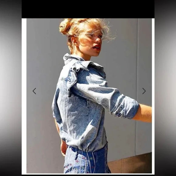 Free People “Samantha Ruffle Buttondown” Denim Shirt
Size XS oversized - Picture 3 of 15